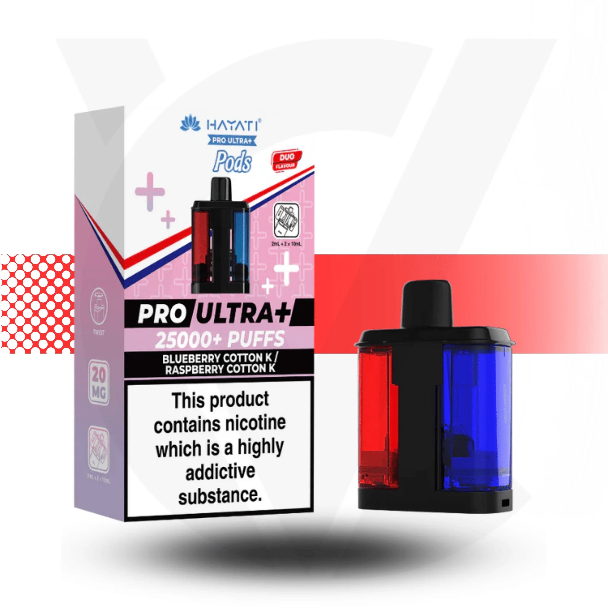 Hayati Pro Ultra+ 25k Pod vape - Blueberry Cotton K / Raspberry Cotton K - Cloud Vapez UK