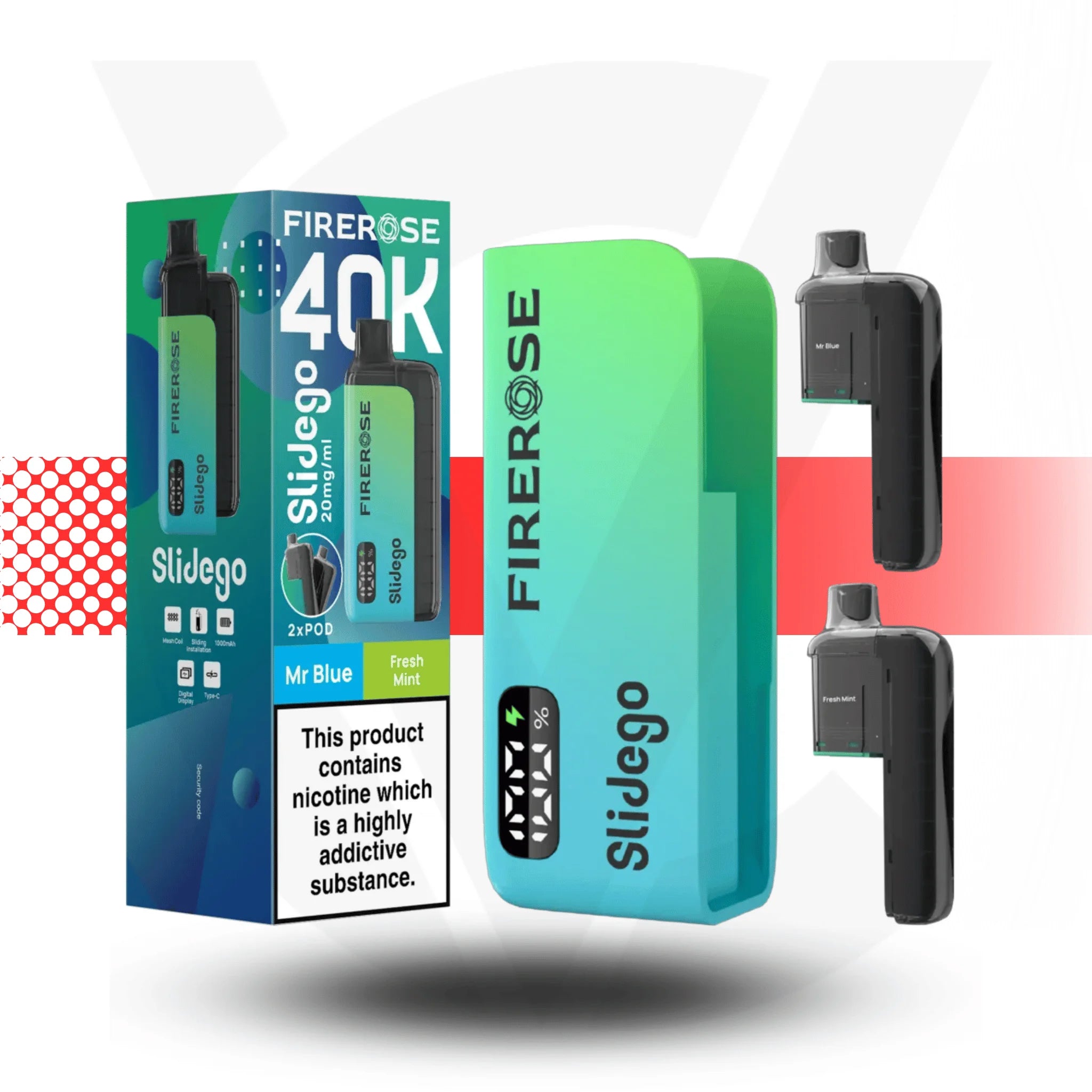 Firerose Slidego 40K Puffs Prefilled Pod Kit by Elux