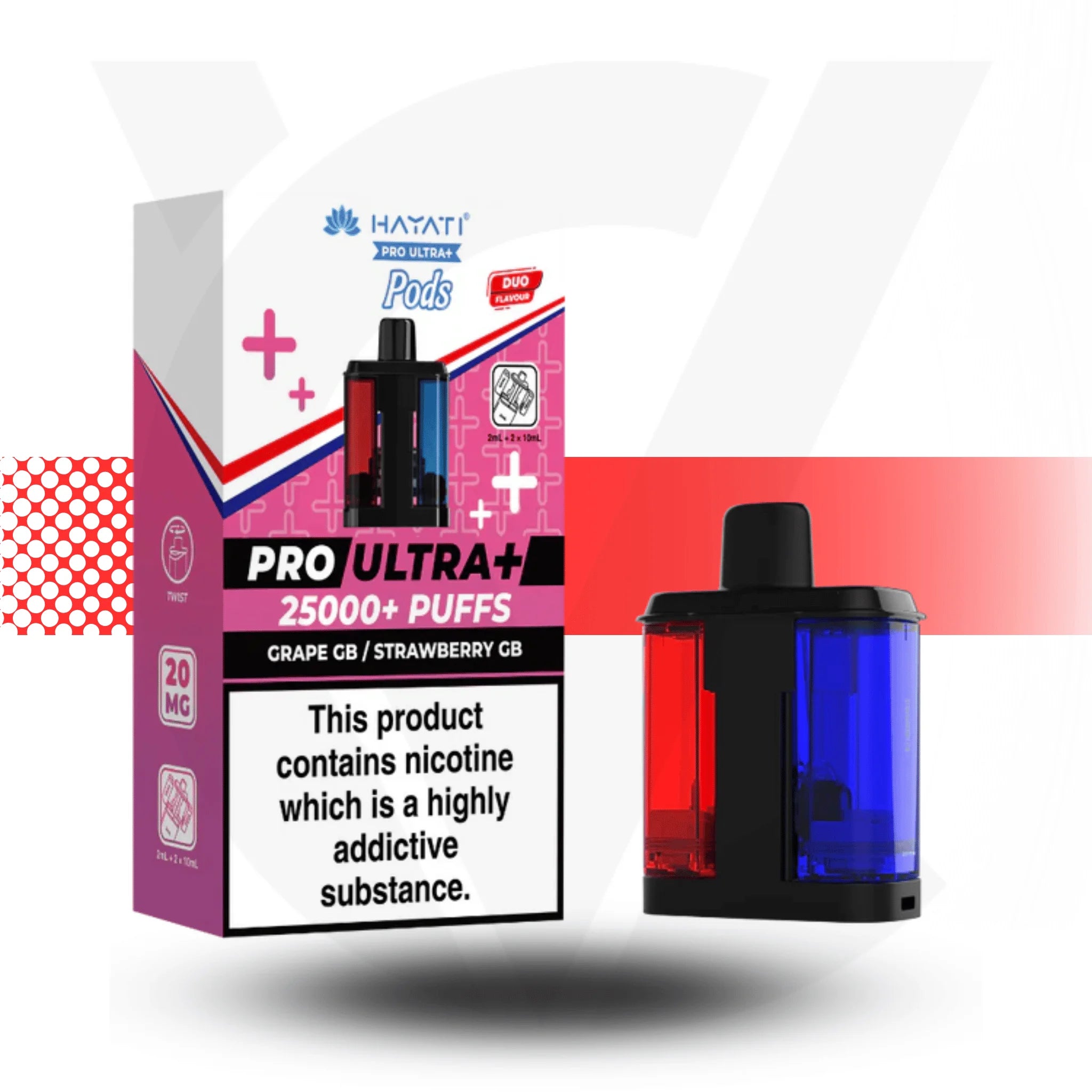 Hayati Pro Ultra+ 25k Pod vape - Grape GB / Strawberry GB - Cloud Vapez UK