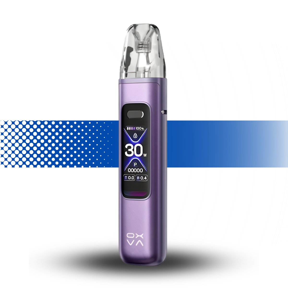 Purple vape device with digital display on a white background Oxva Xlim Pro 3 Purple Silk