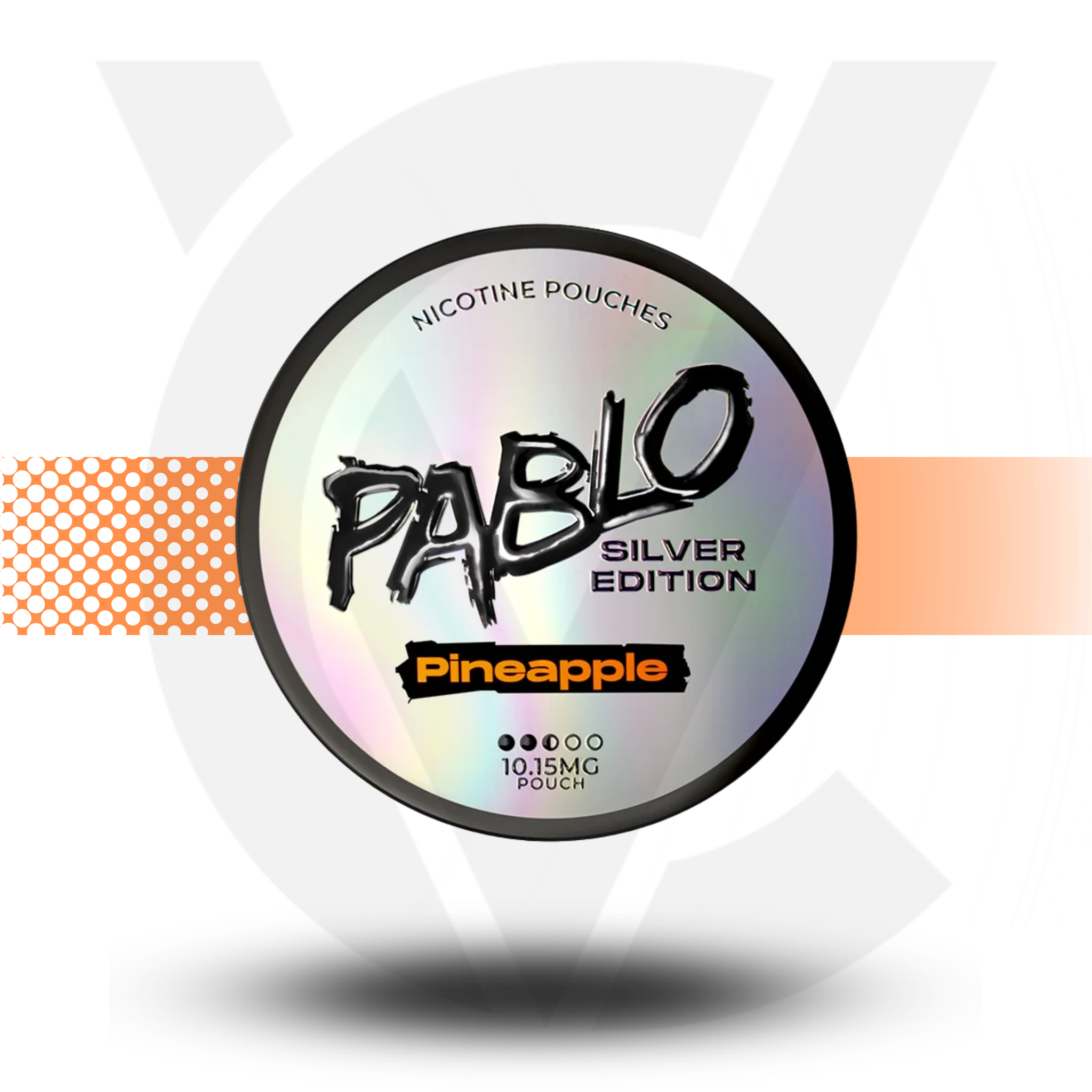 Pablo Silver Edition nicotine pouches packaging with pineapple flavor on a white background