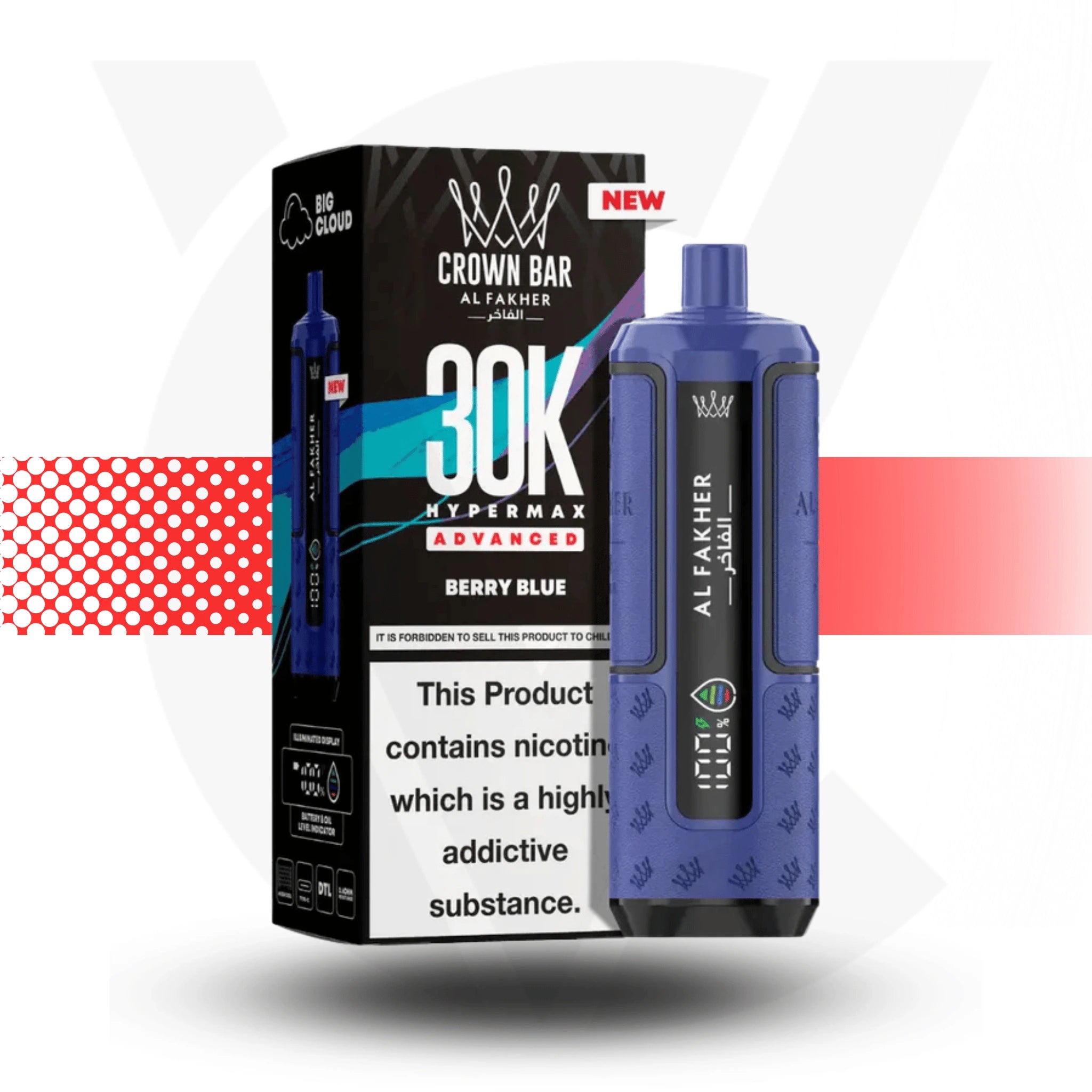 Al Fakher Crown Bar 30k Prefilled Pod Kit Vape - Berry Blue l Cloud Vapez UK