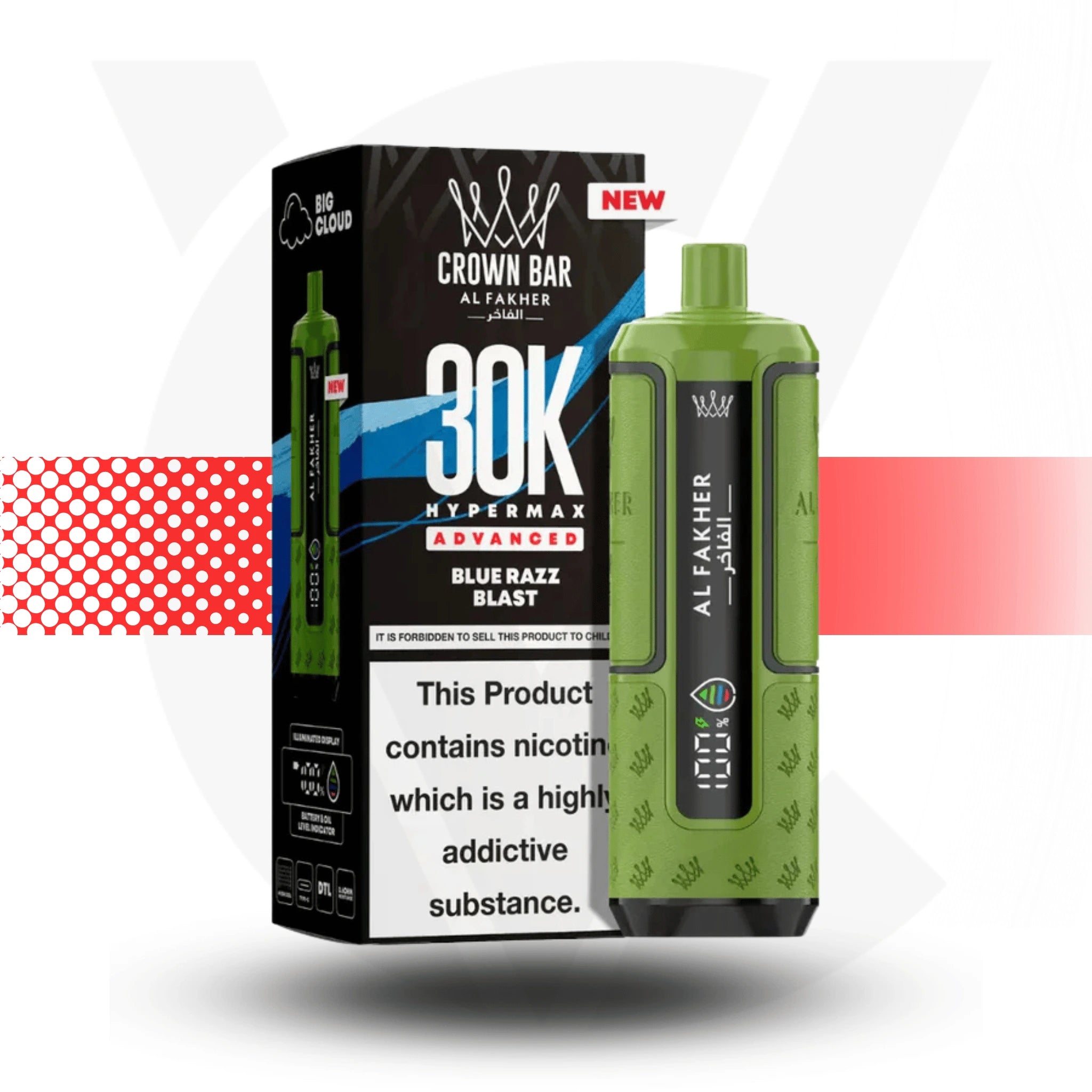 Al Fakher Crown Bar 30k Prefilled Pod Kit Vape - Blue Razz Blast l Cloud Vapez UK