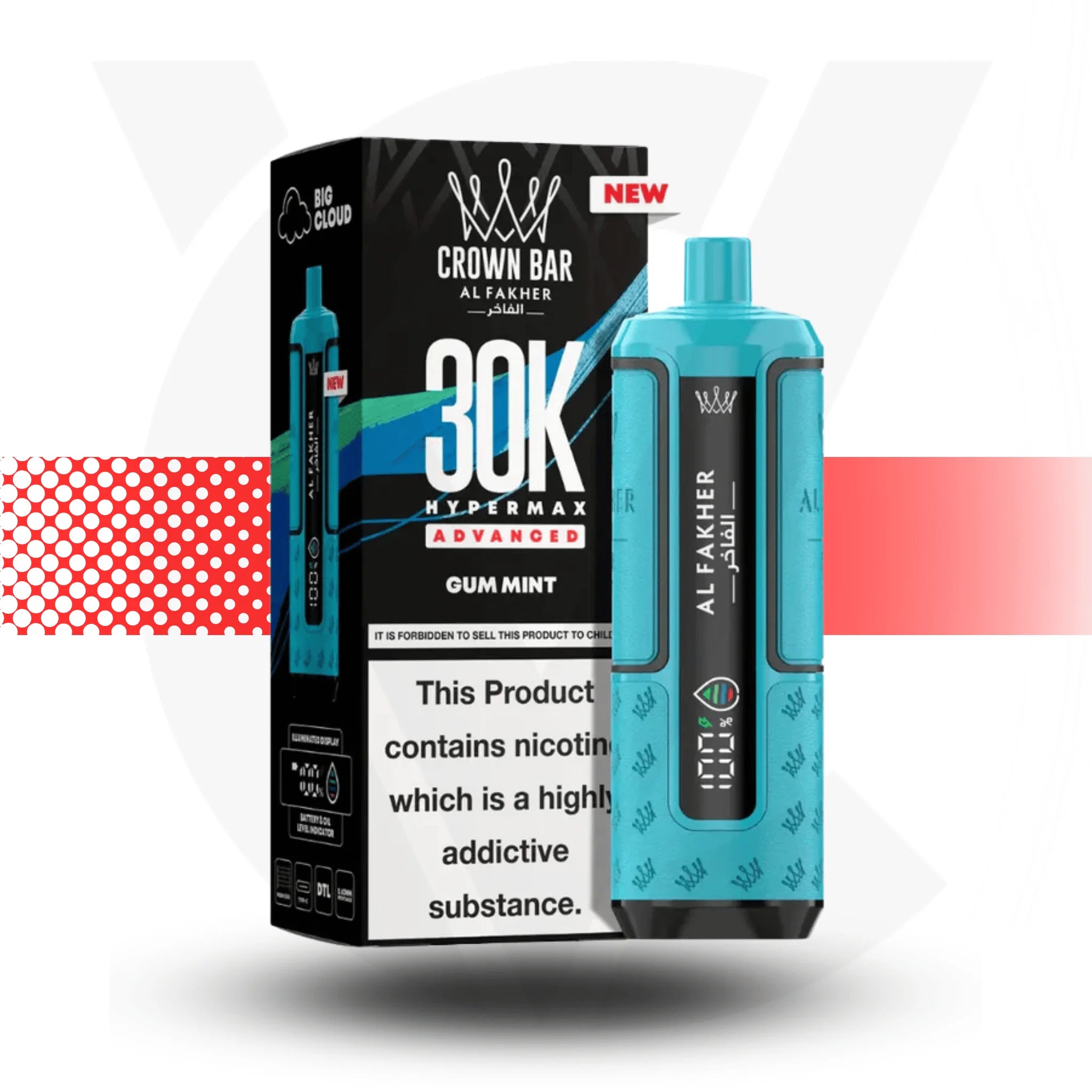 Al Fakher Crown Bar 30k Prefilled Pod Kit Vape - Gum Mint l Cloud Vapez UK