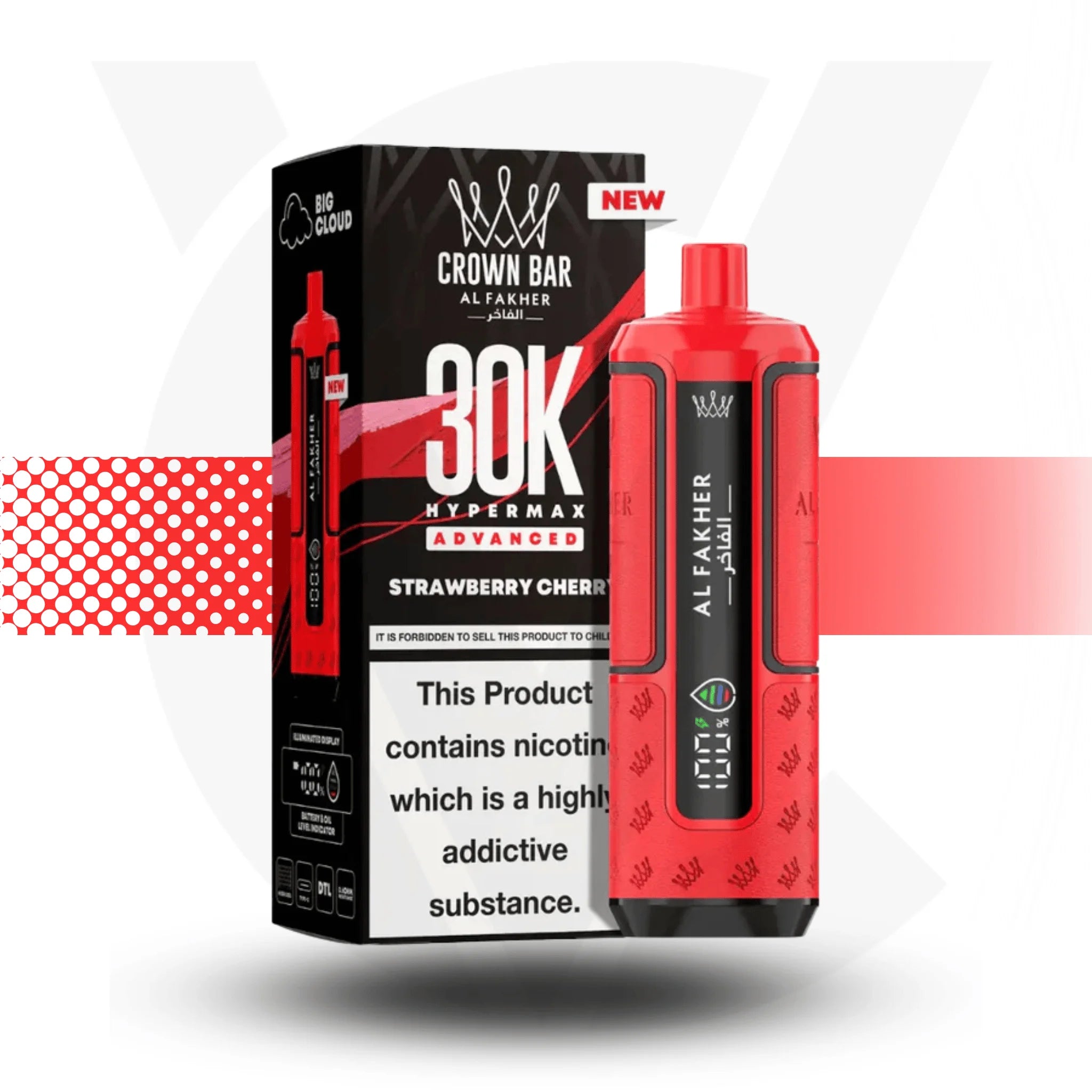 Al Fakher Crown Bar 30k Prefilled Pod Kit Vape - Strawberry Cherry l Cloud Vapez UK