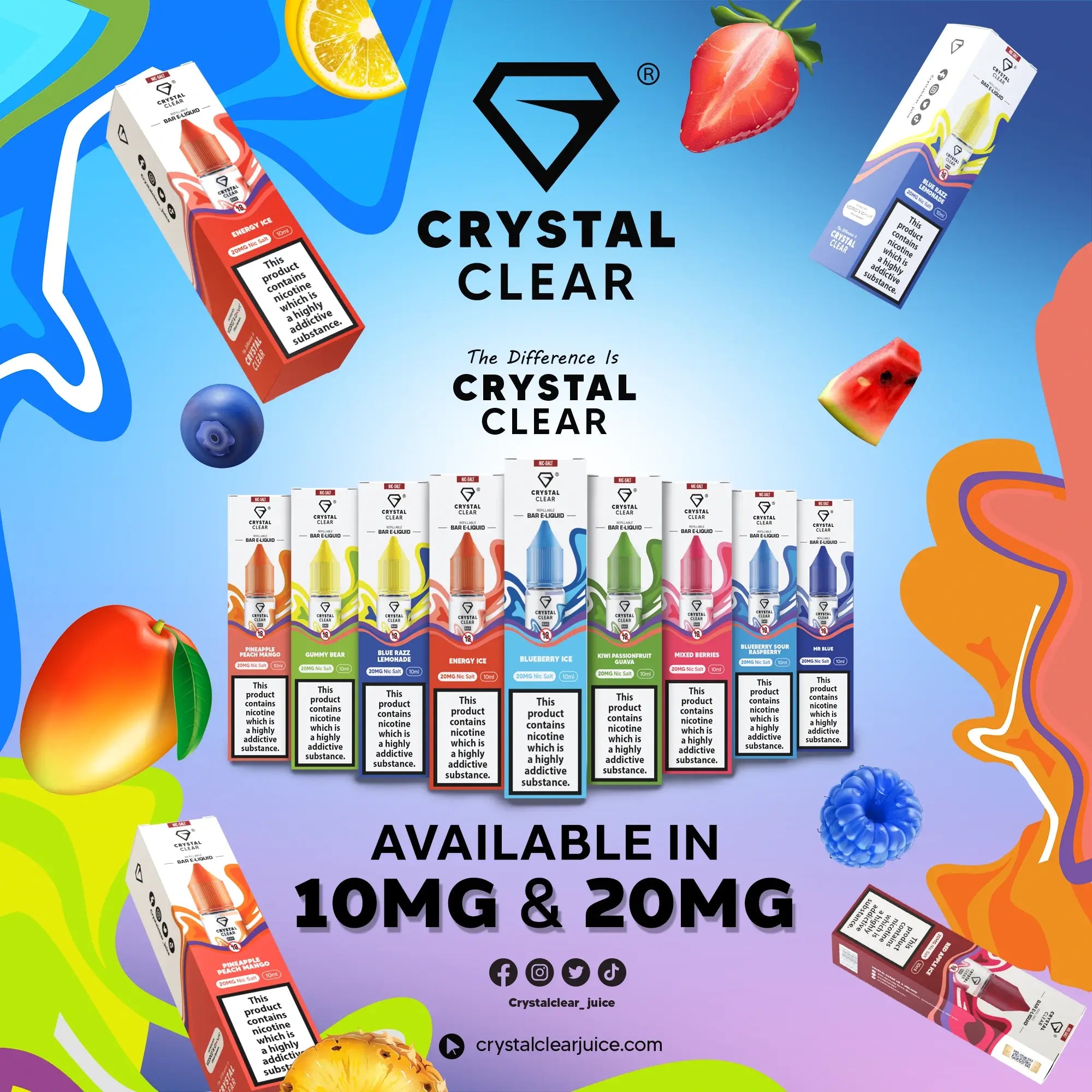 Crystal Clear Bar E-Liquid Salts 10MG - Cloud City UK