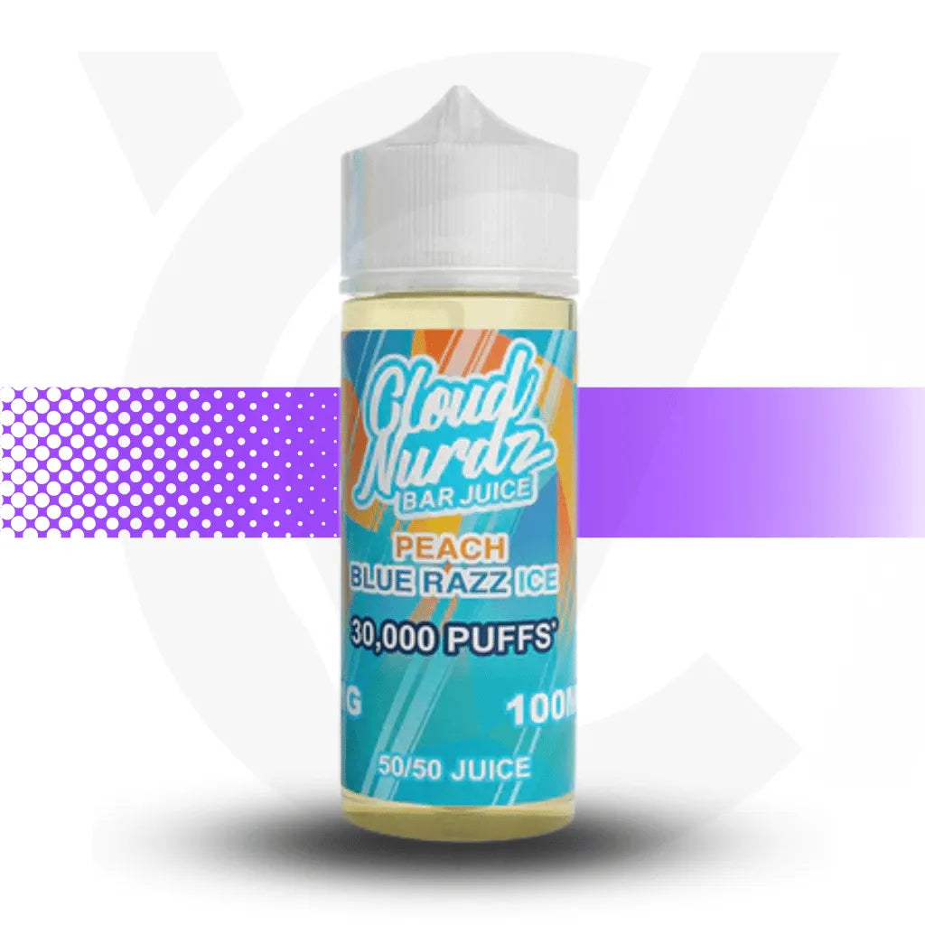 Cloud Nurdz Bar Juice 100ml Vape Juice - Peach Blue Razz Ice | Cloud Vapez UK