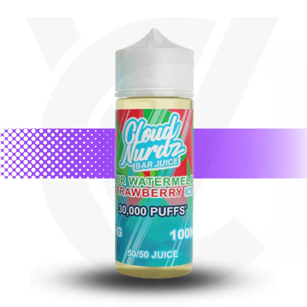 Cloud Nurdz Bar Juice 100ml Vape Juice - Sour Watermelon Strawberry Ice | Cloud Vapez UK