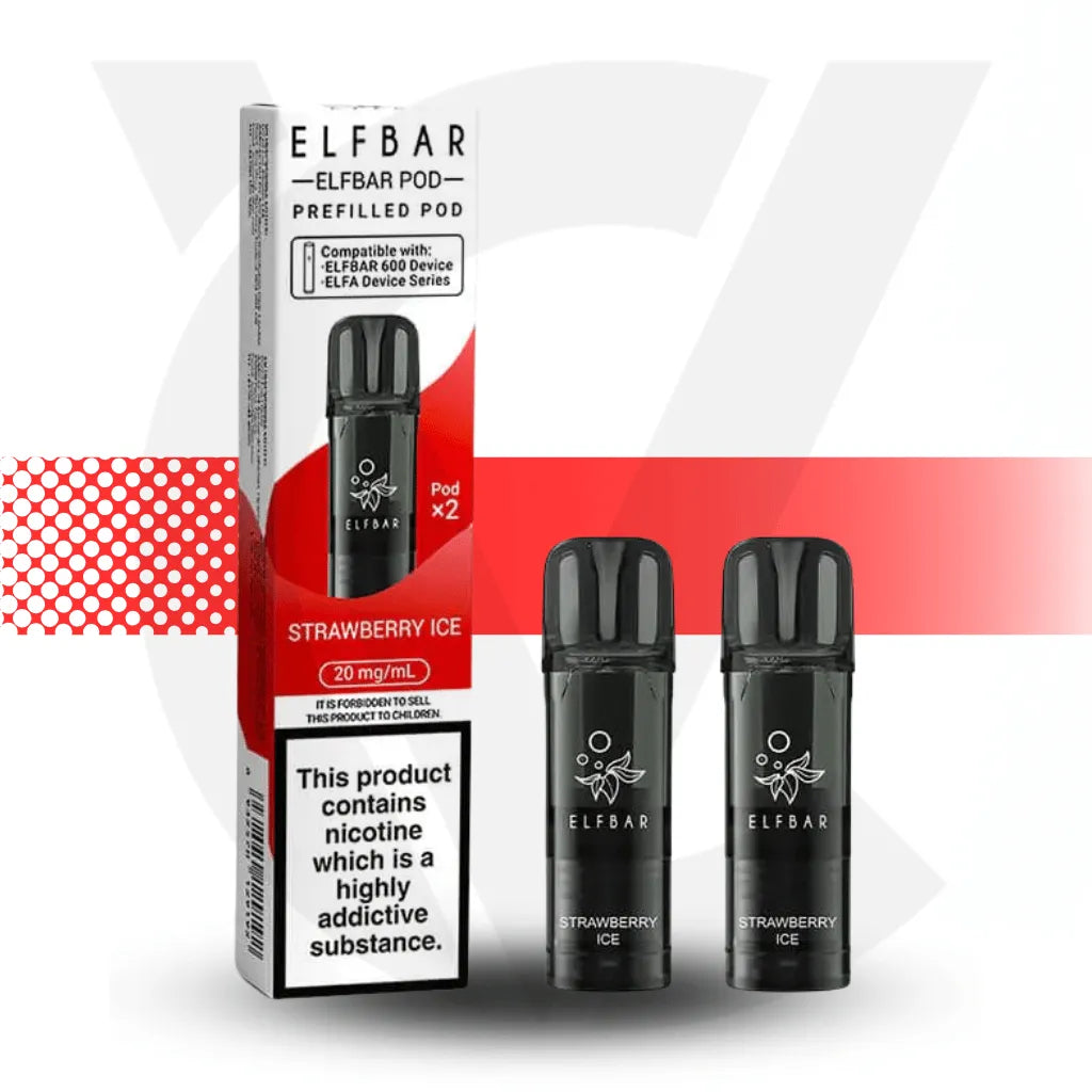 Elf Bar 600 Prefilled Pod - Strawberry Ice | Cloud Vapez UK
