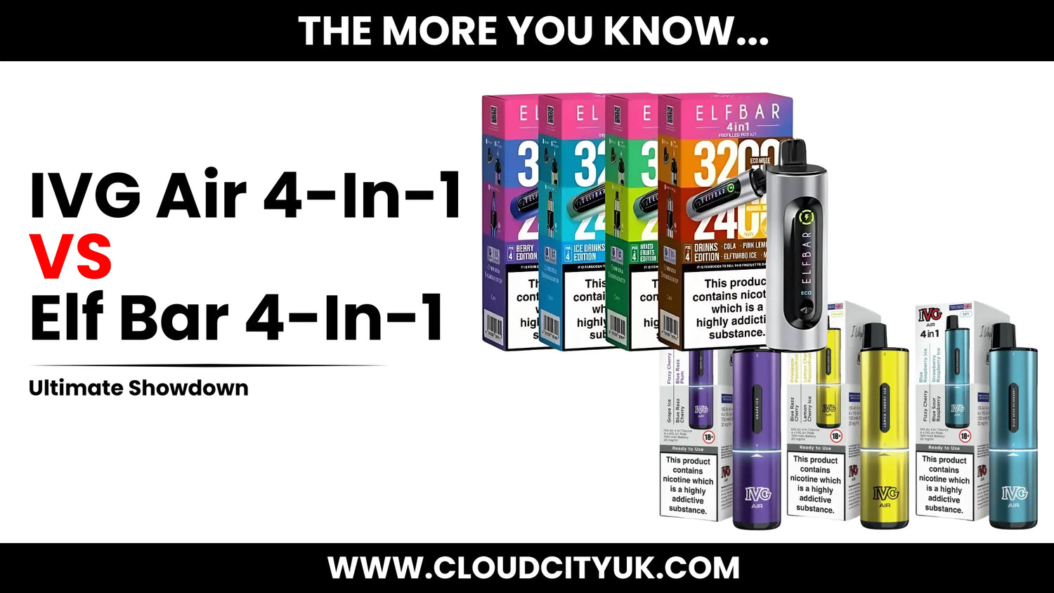 IVG Air 4in1 VS Elf Bar 4in1 Prefilled Pod Kits | Cloud Vapez UK