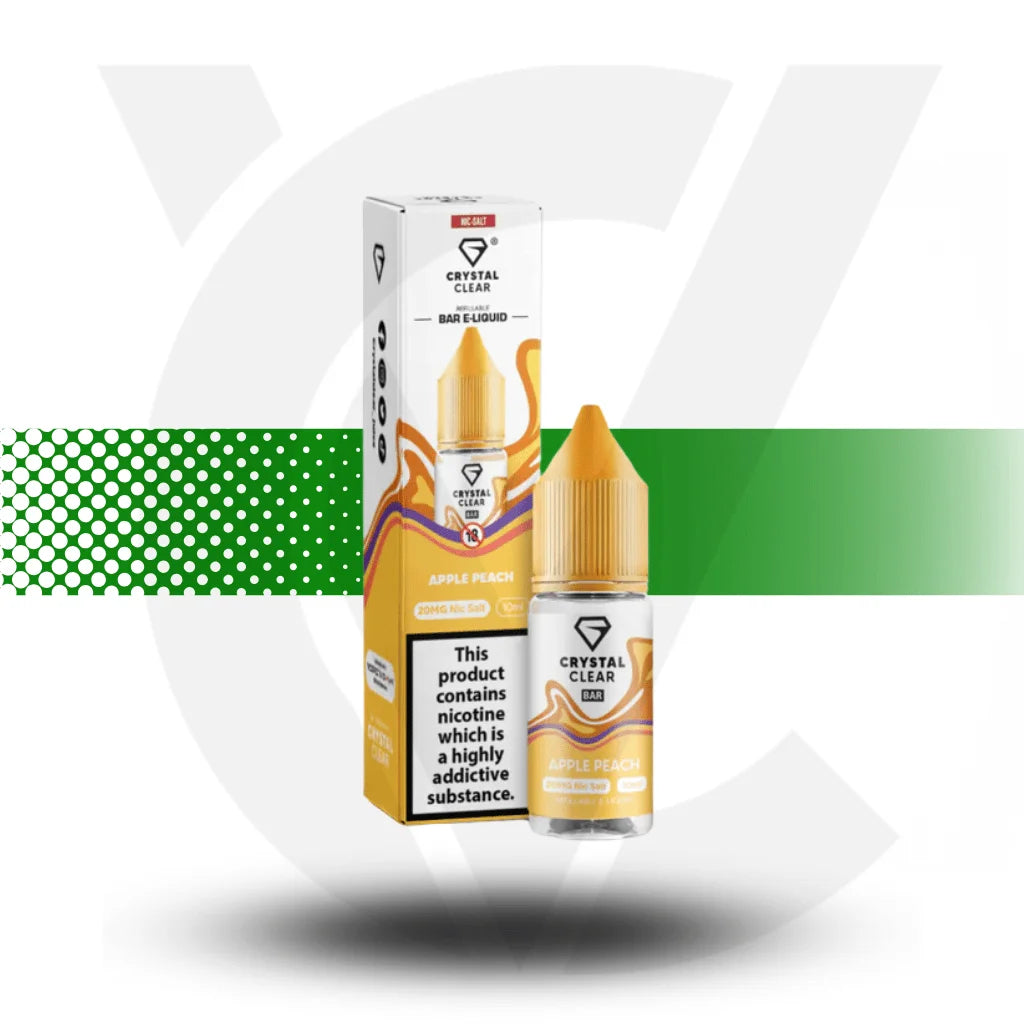 Crystal Clear Nic Salt E-Liquid 20MG 10ml - Apple Peach - Cloud Vapez UK