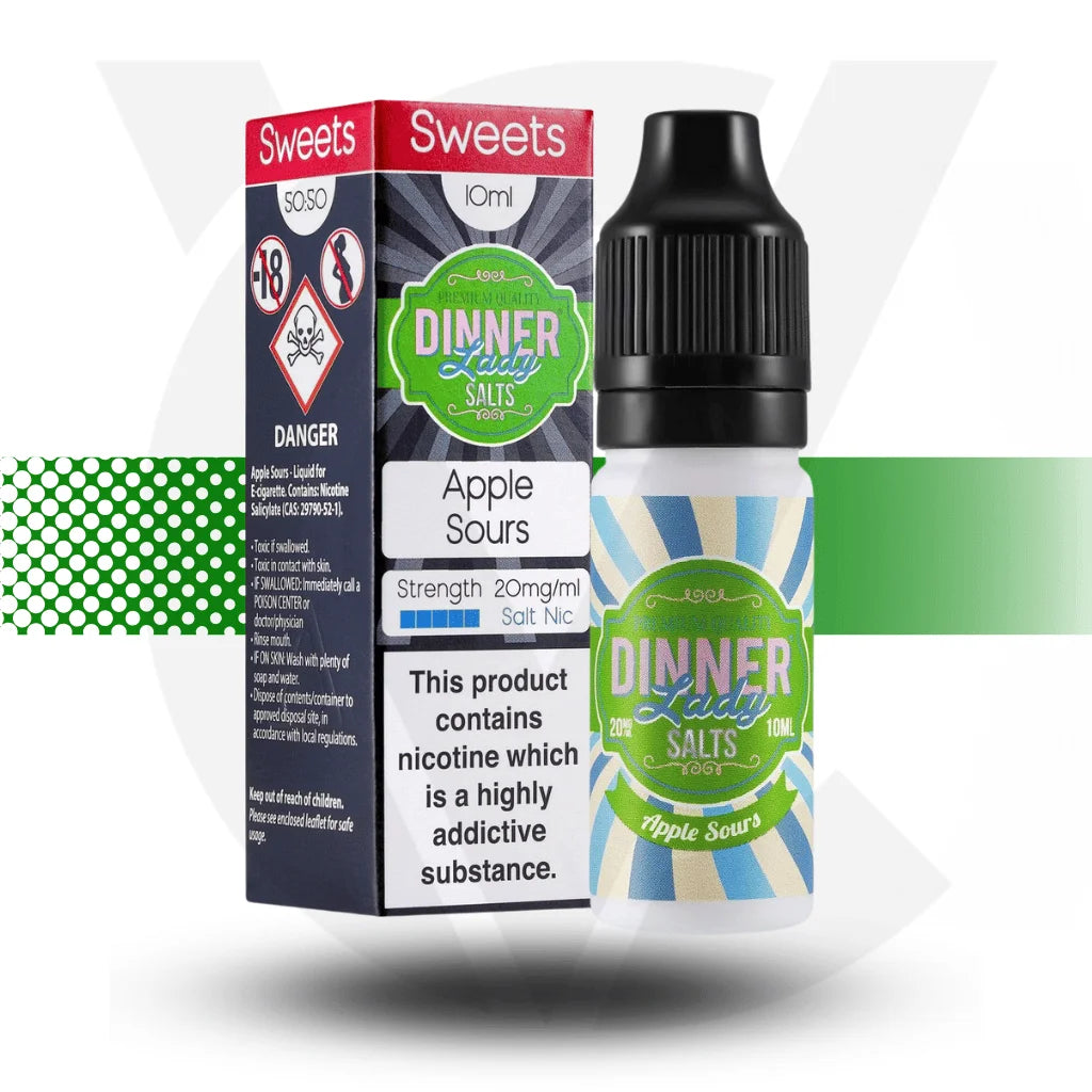 Dinner Lady Nic Salts E-Liquid 10MG 10ml - Apple Sours - Cloud Vapez UK