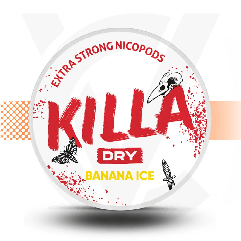 Killa Dry Nicotine Pouches Snus No Tobacco Nicopods - Banana Ice 16mg - Cloud Vapez UK