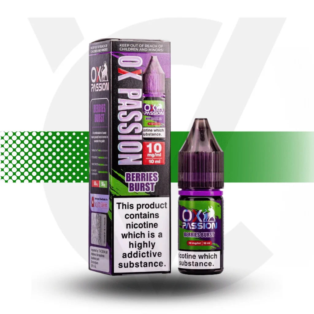 Ox Passion Nicotine Salt E-Liquid 10ml 10MG - Berries Burst - Cloud Vapez UK