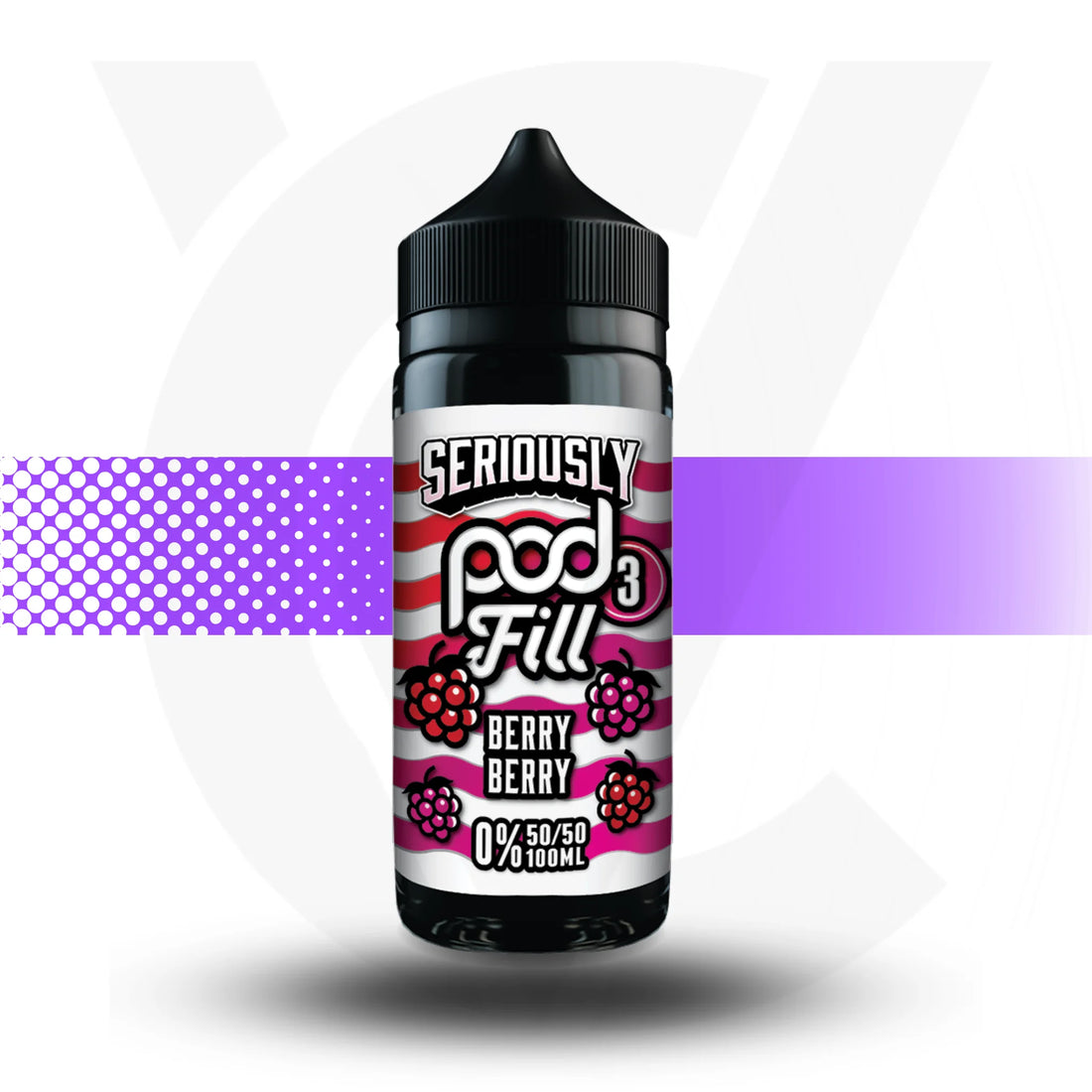 Vape pod with berry flavor on a white background