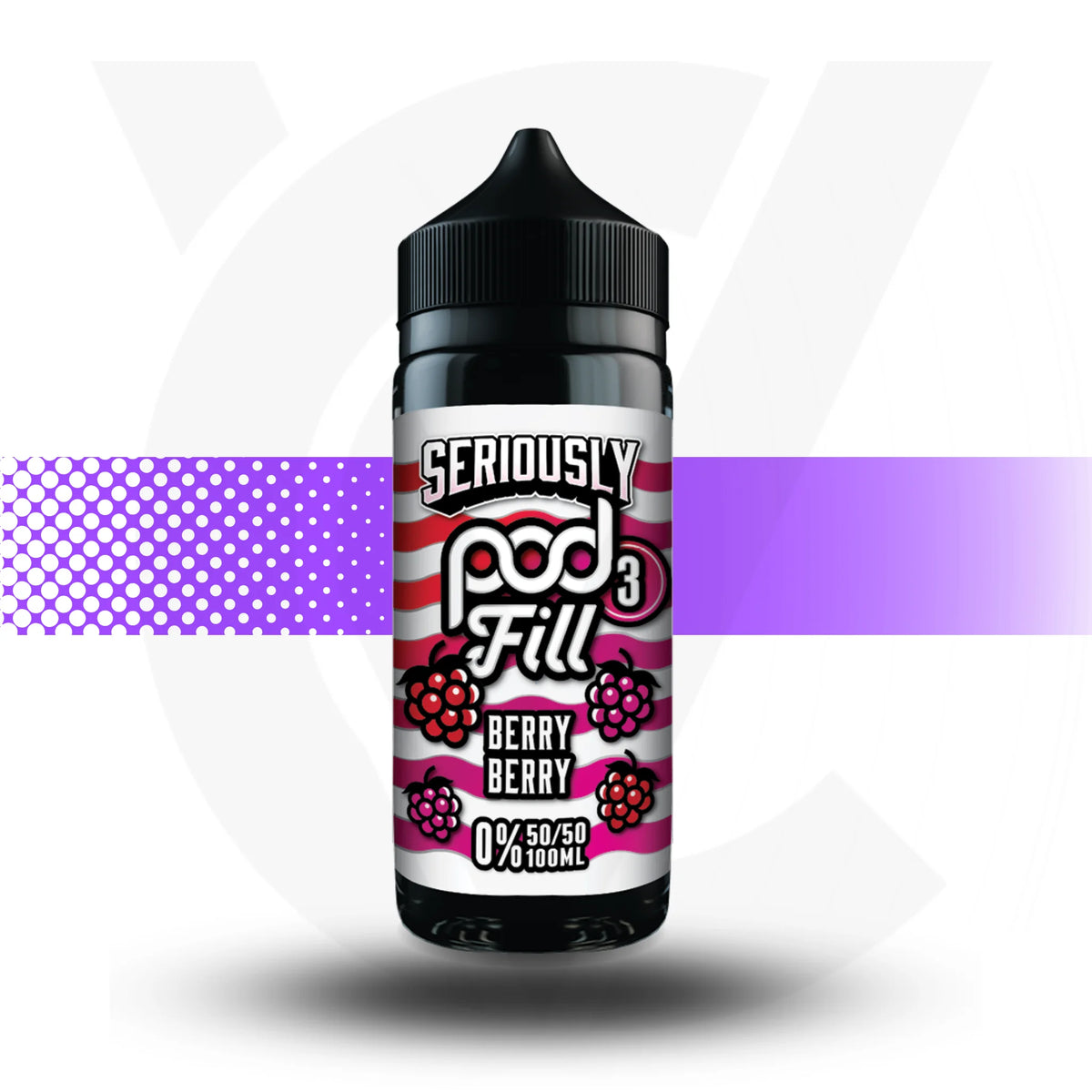 Vape pod with berry flavor on a white background