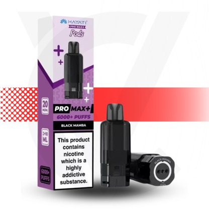 Vape pod packaging with black vape pod on a white background