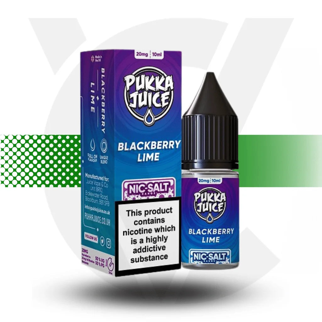 Pukka Juice Nicotine Salts E-Liquid 10ml 10MG - Blackberry Lime - Cloud Vapez UK