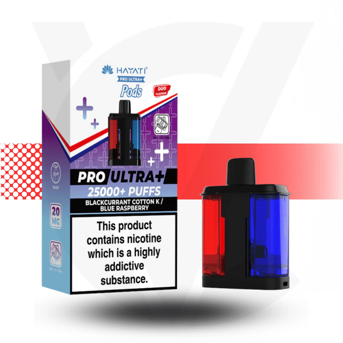 Hayati Pro Ultra+ 25k Pod vape - Blackcurrant Cotton K / Blue Raspberry - Cloud Vapez UK