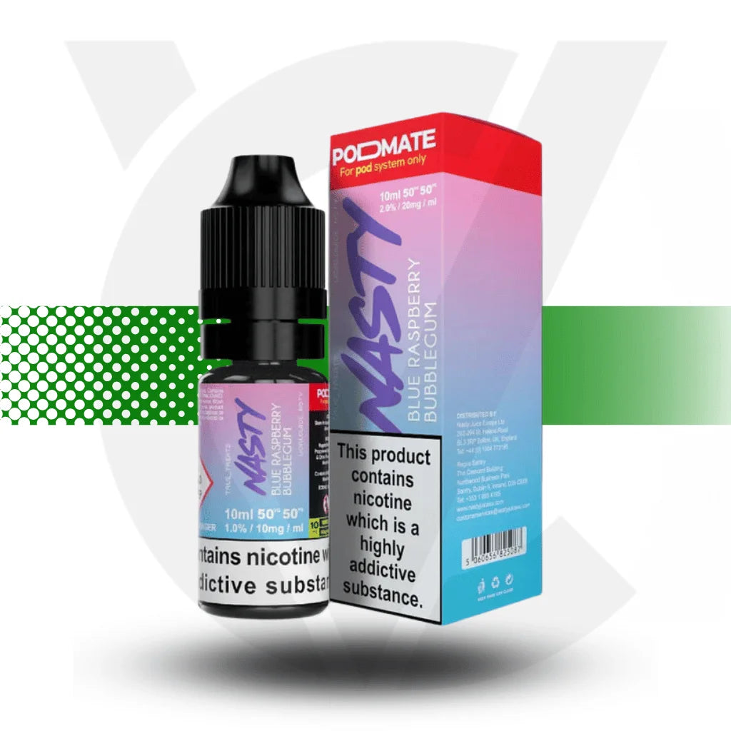 Nasty Podmate Nicotine Salt E-Liquid 10ml 10MG - Blue Raspberry Bubblegum - Cloud Vapez UK