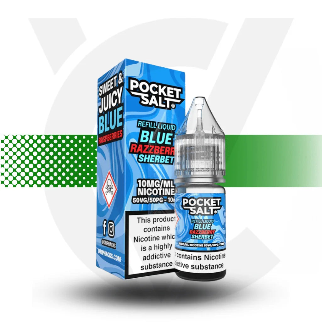 Pocket Salt Nicotine Salts E-Liquid 10ml 10MG - Blue Razzberry Sherbet - Cloud Vapez UK