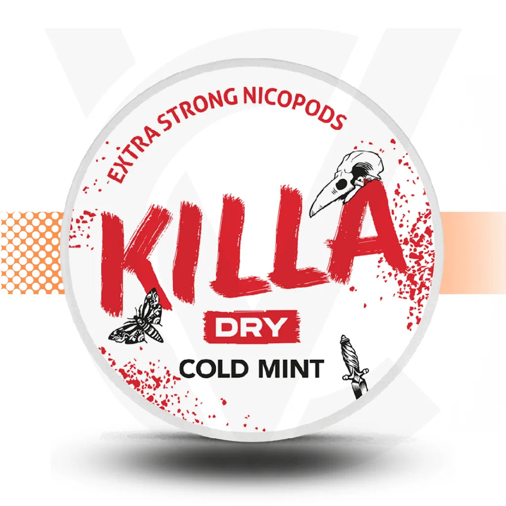 Killa Dry Nicotine Pouches Snus No Tobacco Nicopods - Cold Mint 16mg - Cloud Vapez UK