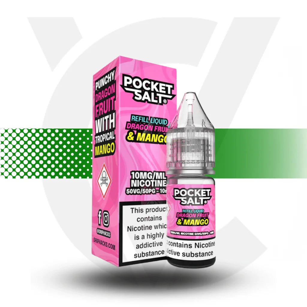 Pocket Salt Nicotine Salts E-Liquid 10ml 10MG - Dragon Fruit Mango - Cloud Vapez UK