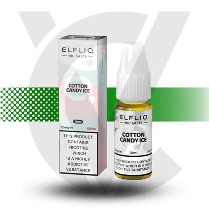 Elfliq Cotton Candy Ice nic salt e-liquid 10ml bottle with pastel pink and blue design