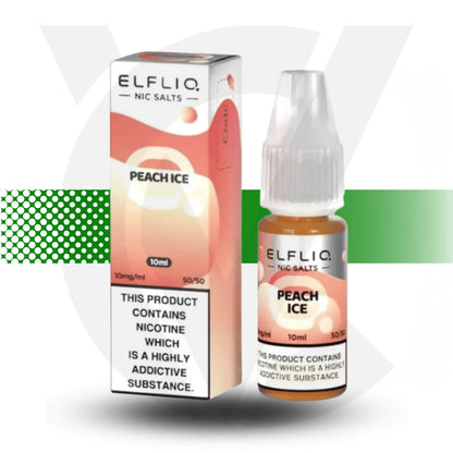 Elfliq Peach Ice Nic Salt E-Liquid in a 10ml bottle in 10mg