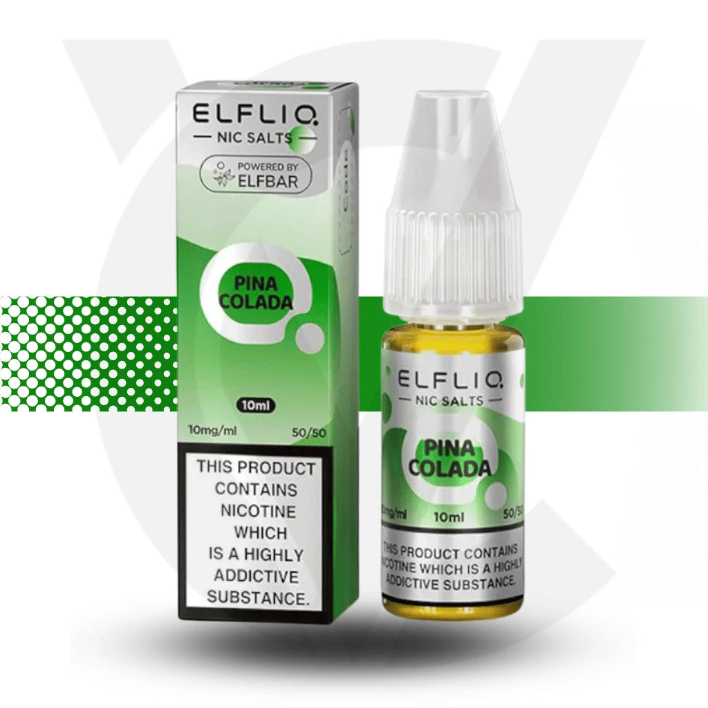 Elfliq Pina Colada Nic Salt E-Liquid in a 10ml bottle with 10mg nicotine strength