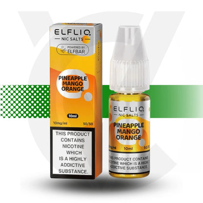 Elfliq Pineapple Mango Orange Nic Salt E-Liquid in a 10ml bottle with 10mg nicotine strength