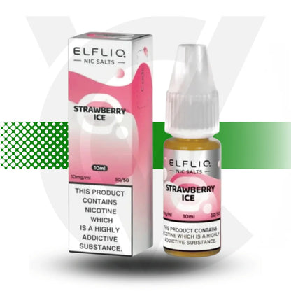 Elfliq Strawberry Ice Nic Salt E-Liquid in a 10ml bottle in 10mg nicotine strength