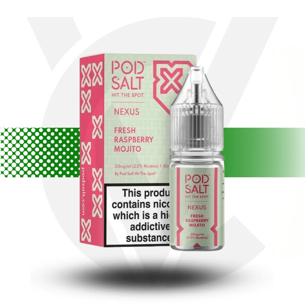 Pod Salt Nexus Nic Salt E-Liquid 10ml 10MG - Fresh Raspberry Mojito - Cloud Vapez UK