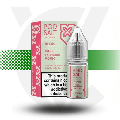 Pod Salt Nexus Nic Salt E-Liquid 10ml 10MG - Fresh Raspberry Mojito - Cloud Vapez UK