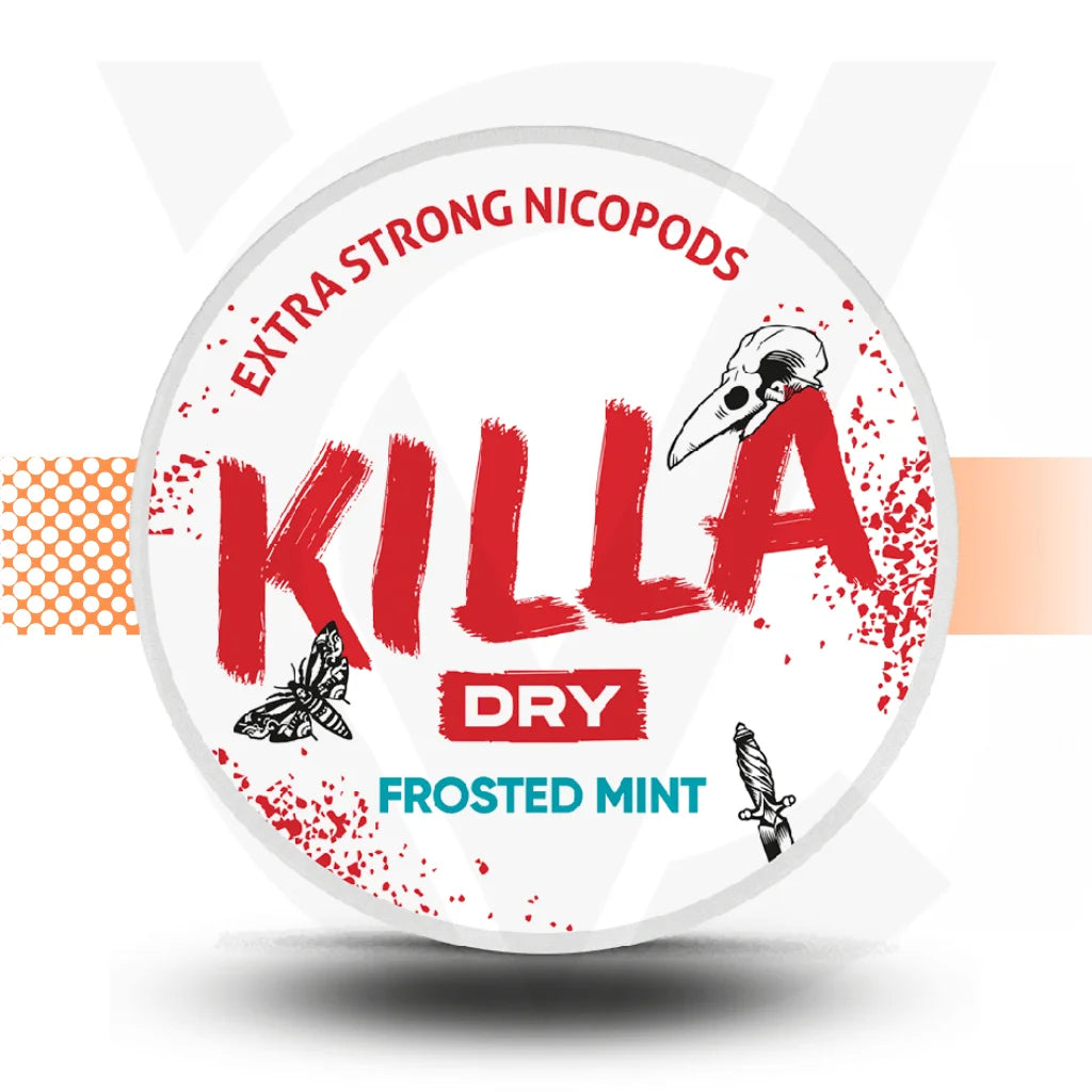 Killa Dry Nicotine Pouches Snus No Tobacco Nicopods - Frosted Mint 16mg - Cloud Vapez UK