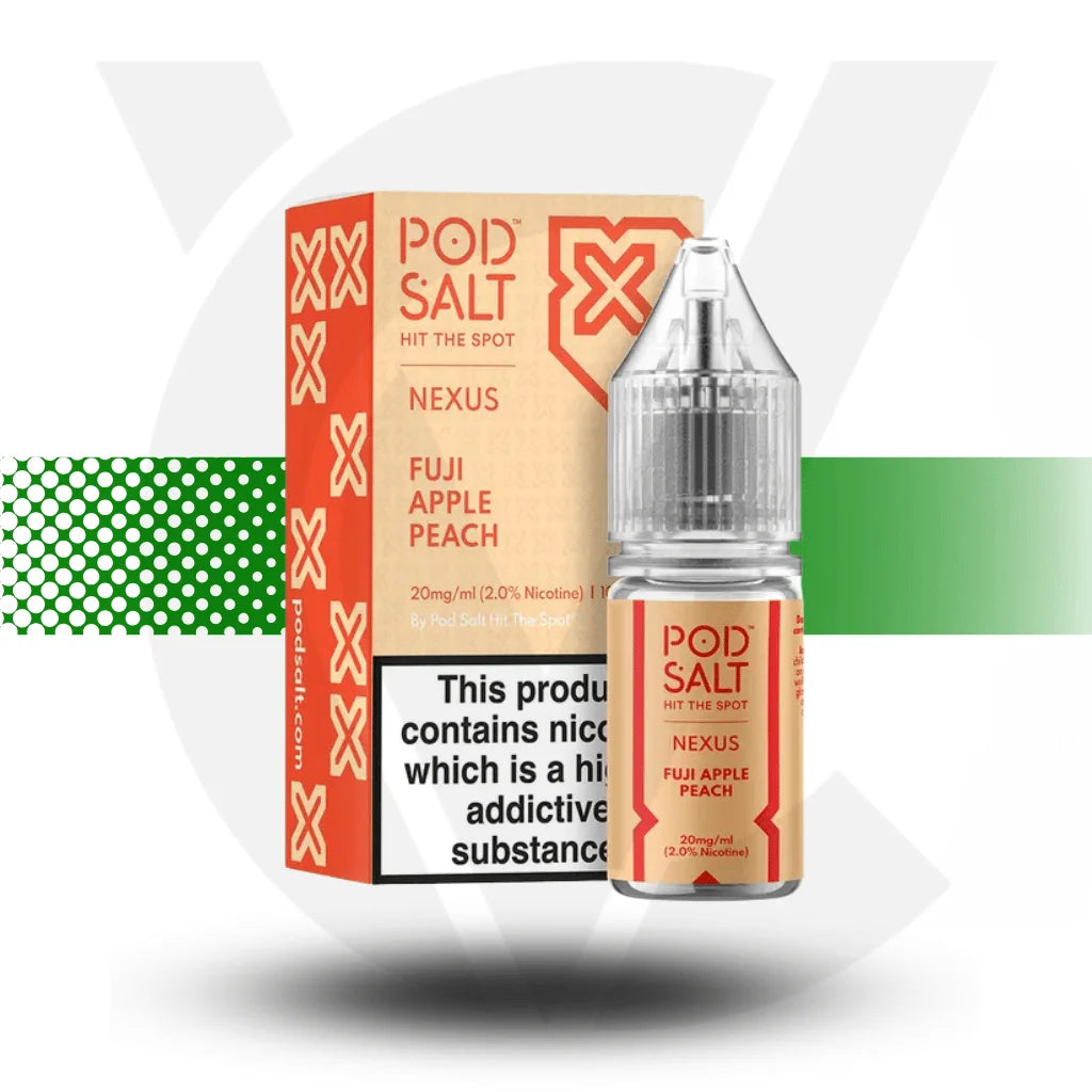 Pod Salt Nexus Nic Salt E-Liquid 10ml 10MG - Fuji Apple Peach - Cloud Vapez UK