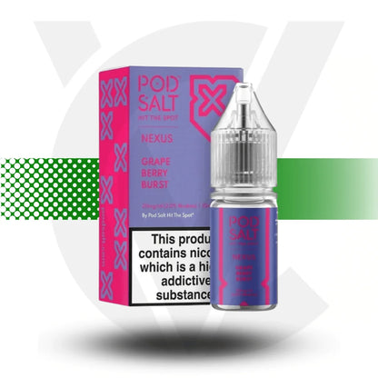 Pod Salt Nexus Nic Salt E-Liquid 10ml 10MG - Grape Berry Burst - Cloud Vapez UK