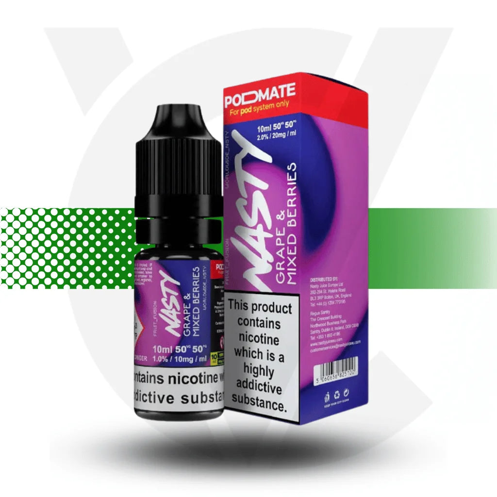 Nasty Podmate Nicotine Salt E-Liquid 10ml 10MG - Grape Mixed Berries - Cloud Vapez UK