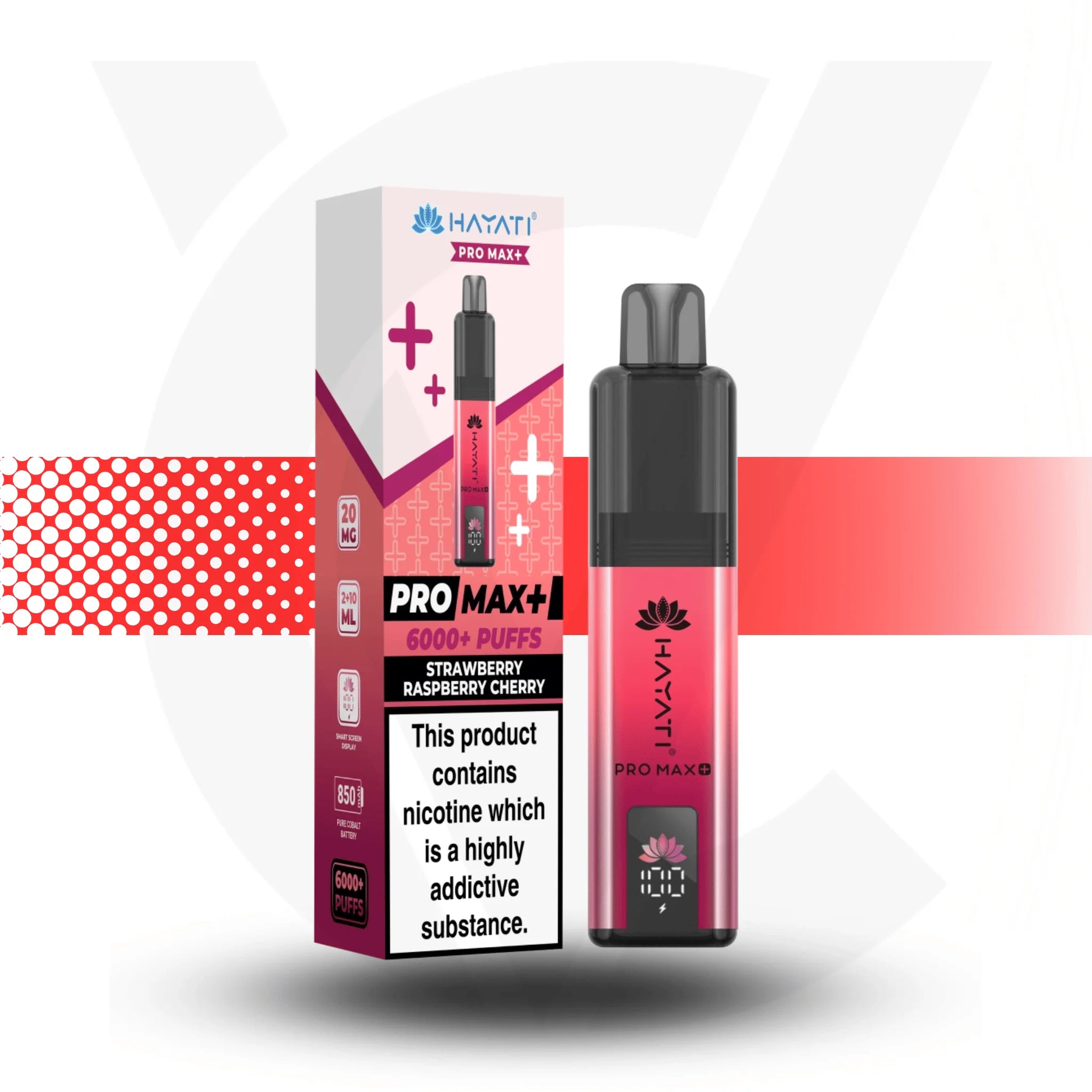 Hayati Pro Max Plus 6000 Puffs Srawberry Raspberry Cherry