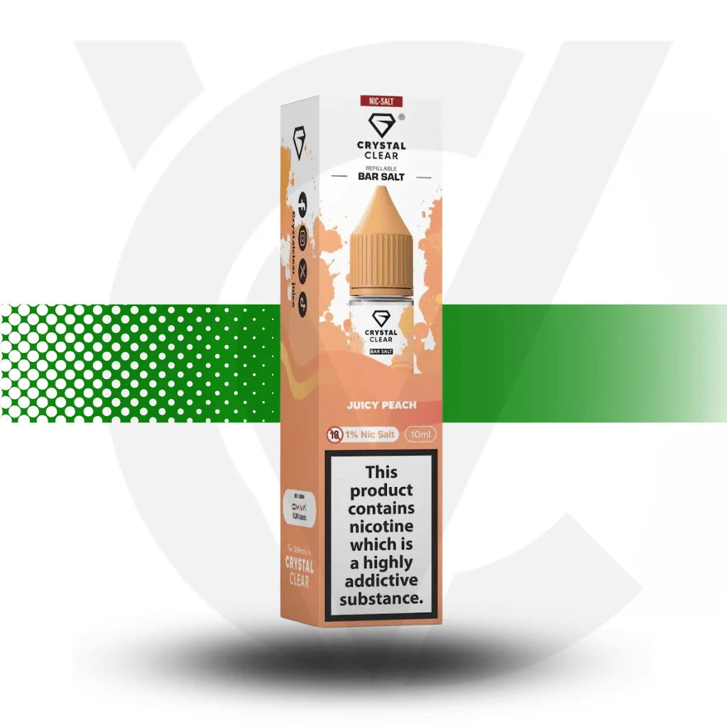 Crystal Clear Nic Salt E-Liquid 20MG 10ml - Juicy Peach - Cloud Vapez UK