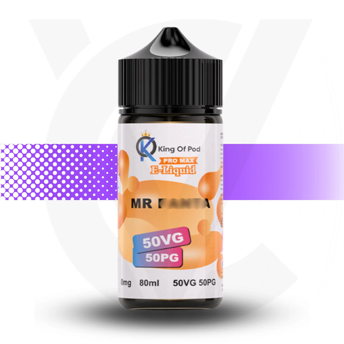 E-liquid bottle with King of Pod branding on a white background