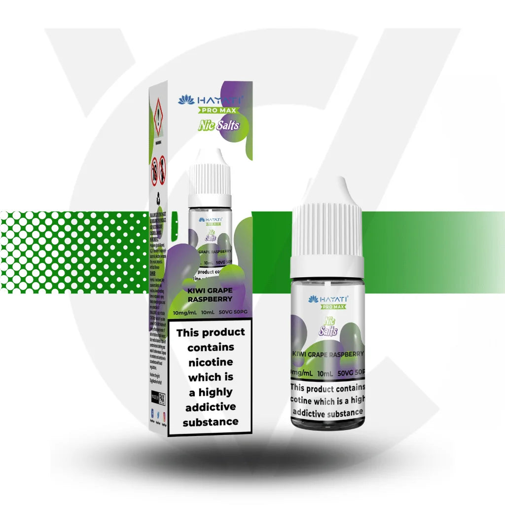 Hayati Pro Max Nic Salts E-Liquid 10ml 10MG - Kiwi Grape Raspberry - Cloud Vapez UK 