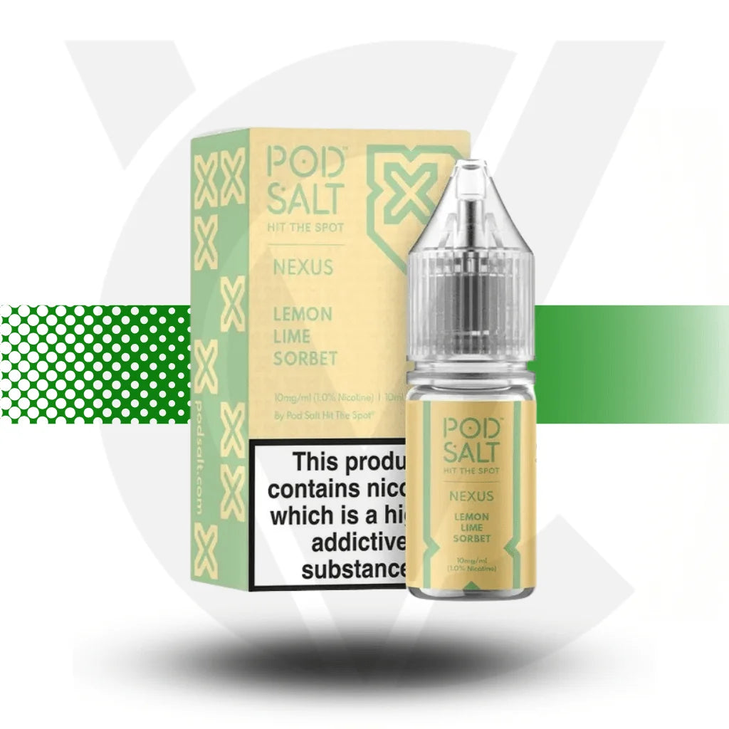 Pod Salt Nexus Nic Salt E-Liquid 10ml 10MG - Lemon Lime Sorbet - Cloud Vapez UK