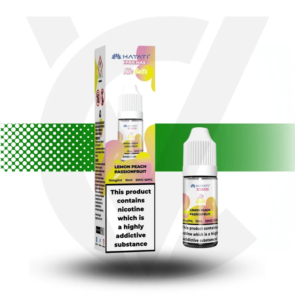 Hayati Pro Max Nic Salts E-Liquid 10ml 10MG - Lemon Peach Passionfruit - Cloud Vapez UK 