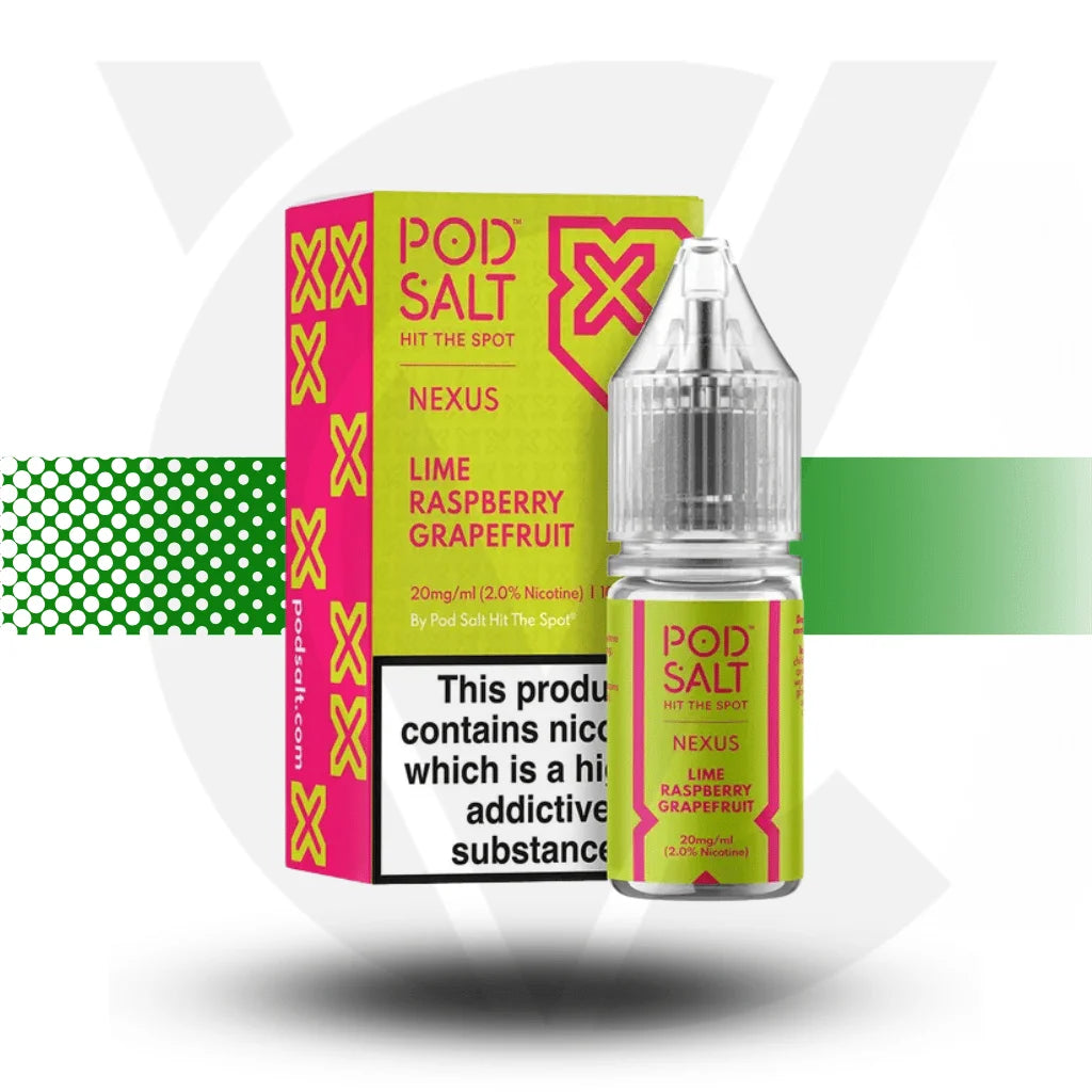 Pod Salt Nexus Nic Salt E-Liquid 10ml 10MG - Lime Raspberry Grapefruit - Cloud Vapez UK