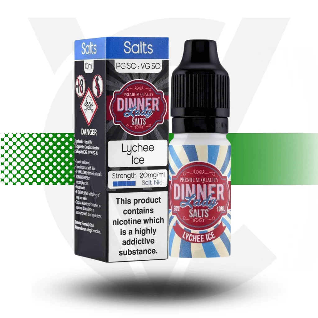 Dinner Lady Nic Salts E-Liquid 10MG 10ml - Lychee Ice - Cloud Vapez UK