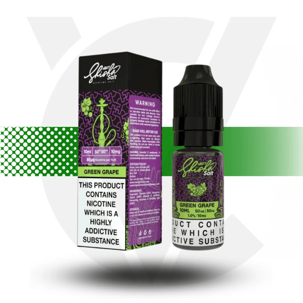 Nasty Juice Shisha Nicotine Salts 10ml 10MG - Green Grape - Cloud Vapez UK