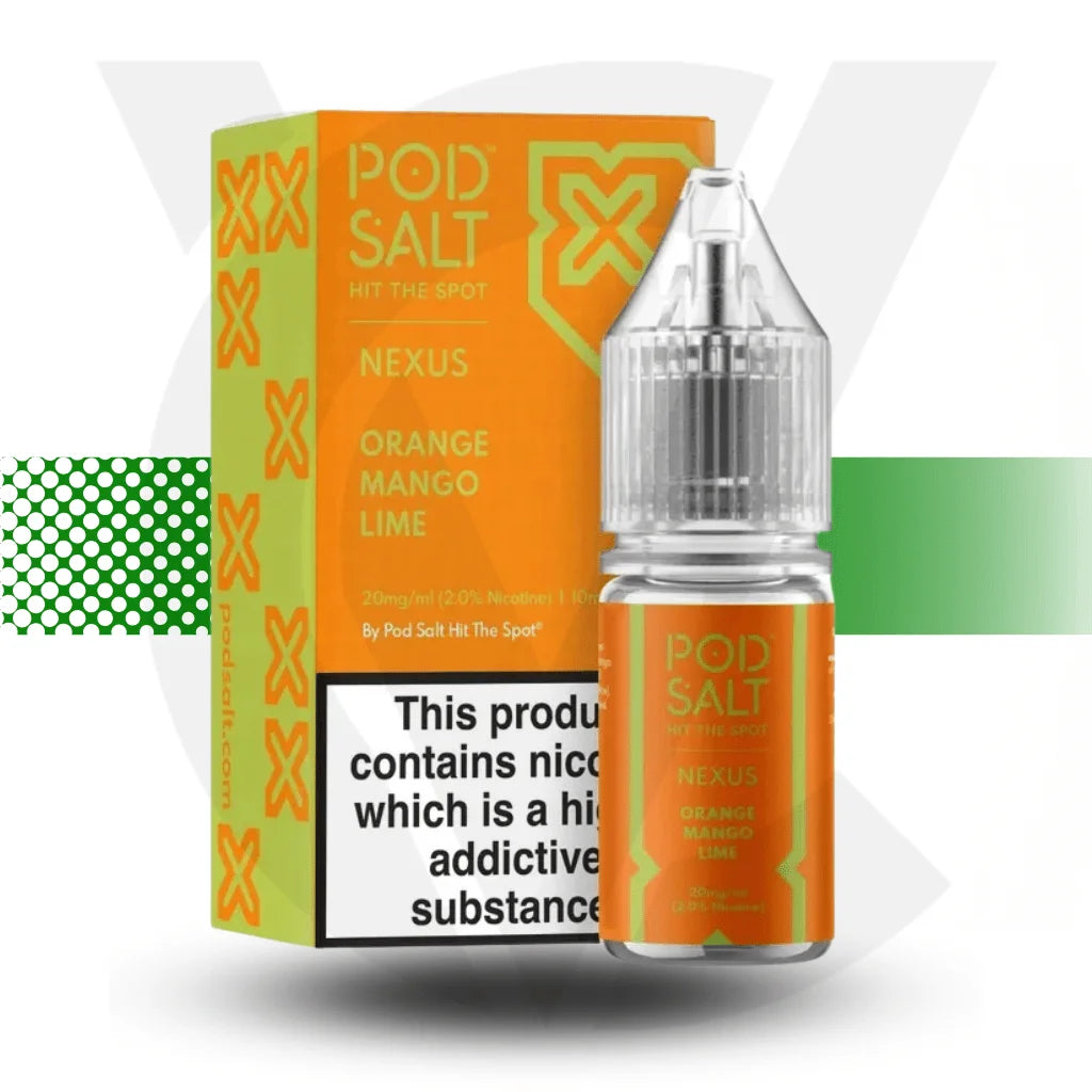 Pod Salt Nexus Nic Salt E-Liquid 10ml 10MG - Orange Mango Lime - Cloud Vapez UK