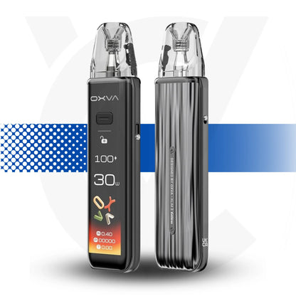 OXVA electronic device with digital display on a white background Xlim 3 Ultra Metal Grey