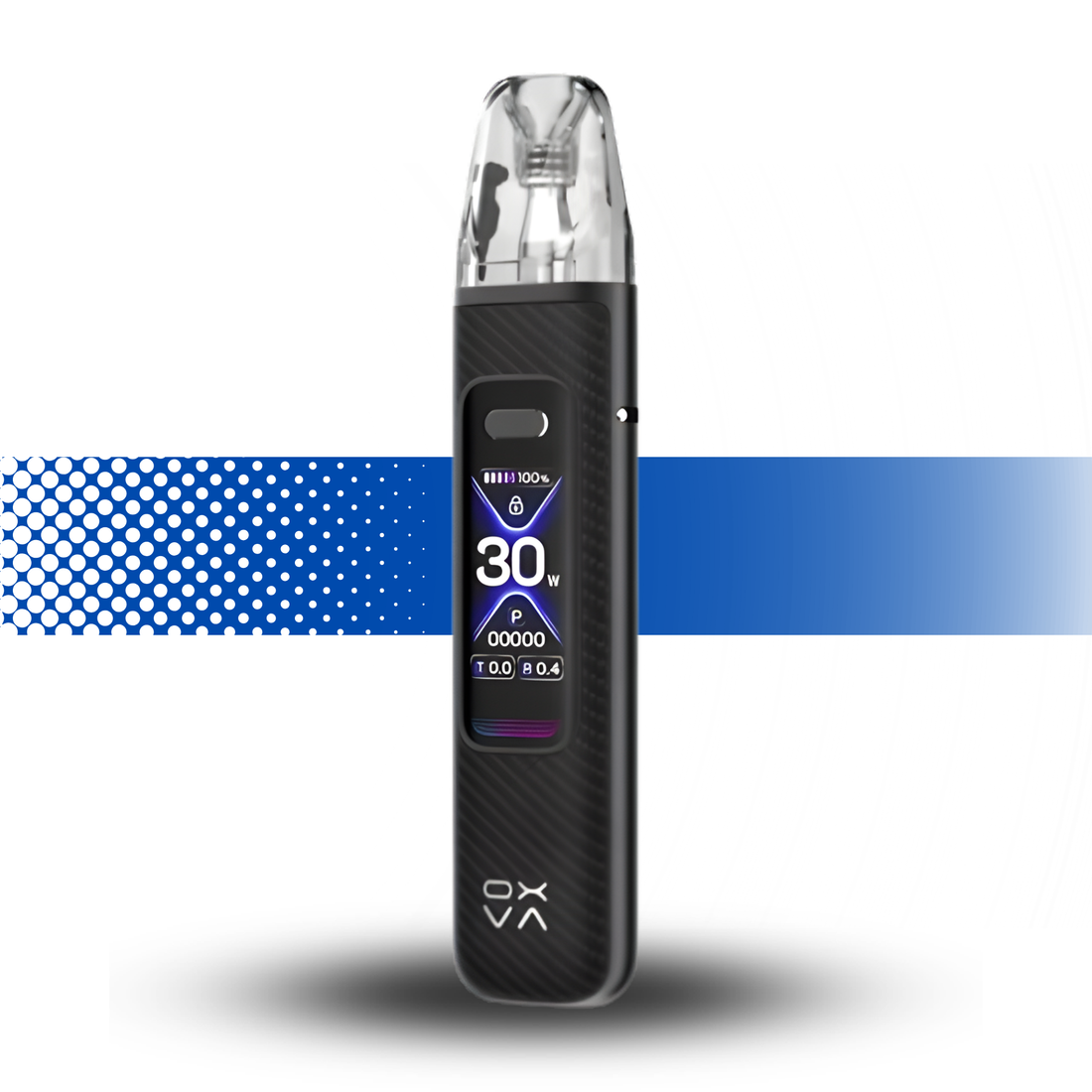 Black vape device with digital display on a white background Oxva Xlim Pro 3 Black Carbon